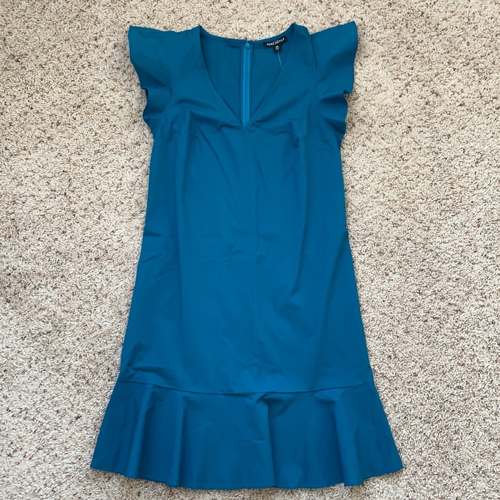 • J. Crew v-neck dress with ruffle sleeves •